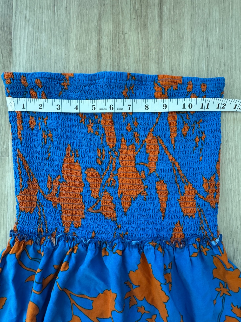 Anthropologie Abel the Label Blue and Orange Floral Smocked Maxi Dress sz M - Picture 3 of 7
